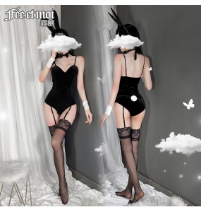 FEE ET MOI Sexy Bunny Girl Costume With Stocking (Black)